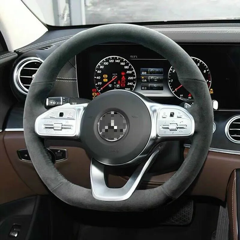

Чехол на руль Mercedes E300L, черная замша