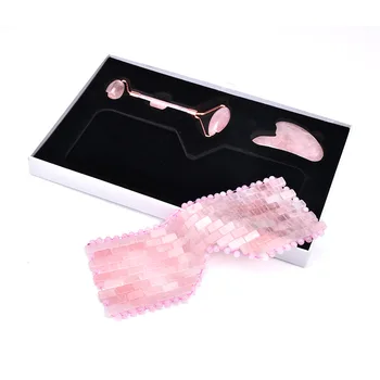

Jade Rose Quartz Eye Massage Shield Facical Massage Roller Jade Guasha Board Gouache Scraper Eye Massage Relaxation Set