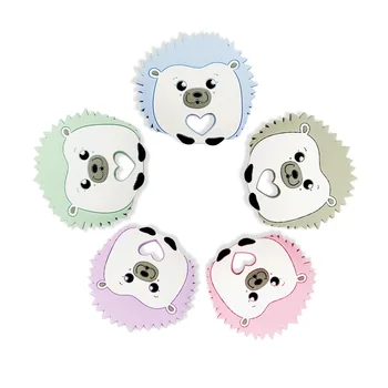 

10PCS/lot Silicone Baby Teethers Hedgehog Cartoon Teethig Toys Chewable Nursing Tiny Rod food grade Teething Pendant Baby Toys