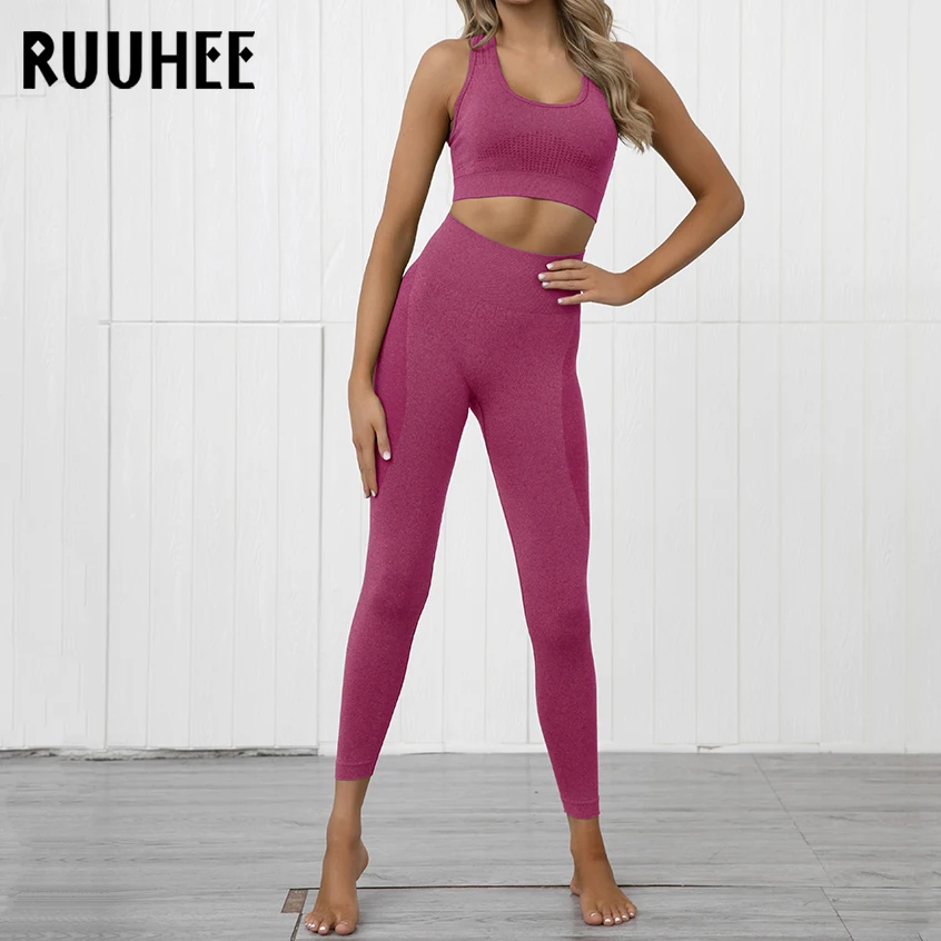 RUUHEE Yoga Set Women Solid Workout Clothes Sprots Solid Push Up Bra High  Waist Yoga Pants Leggings Tummy Control Gym Sets - AliExpress