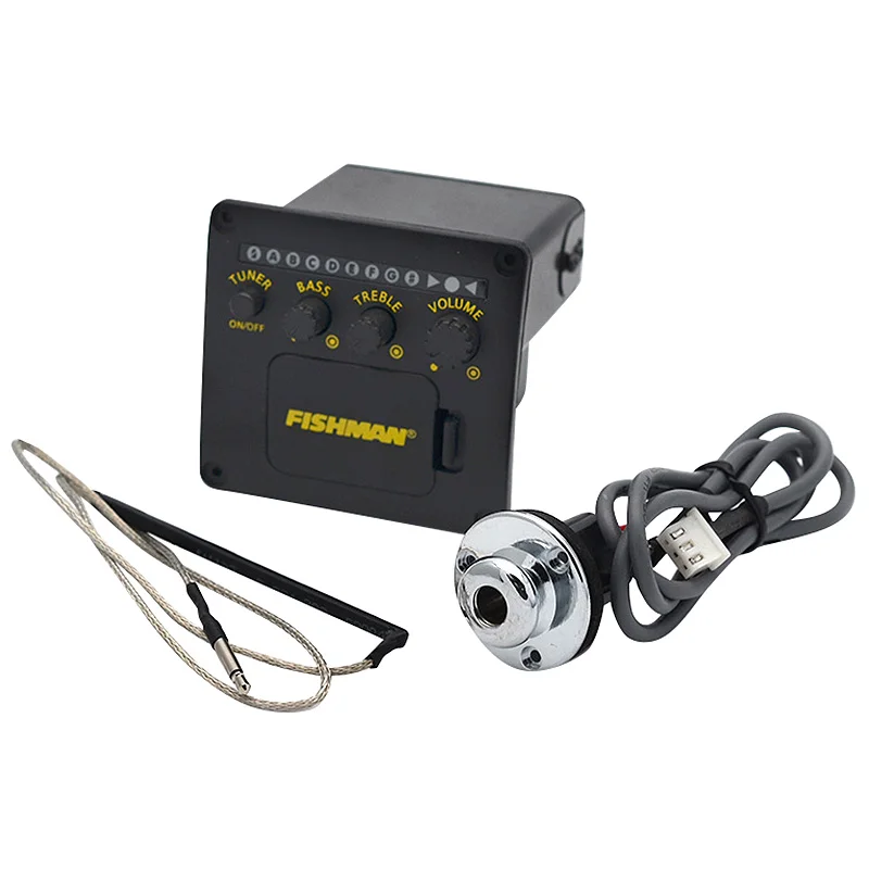 Fishman 2 полосы Эквалайзер EQ с тюнером для акустической гитары пикап черный