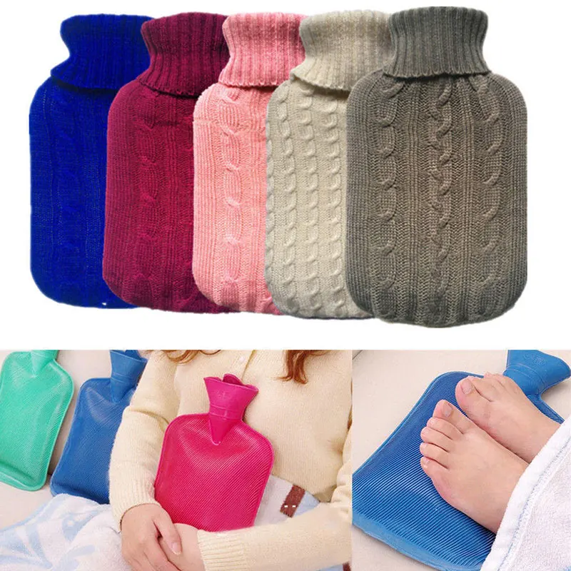 1Pc de punto bolsa de agua caliente cubierta extraíble agua caliente estuche para botellas cubierta lavable Anti-hirviendo mano botella más cálida para 2000ML
