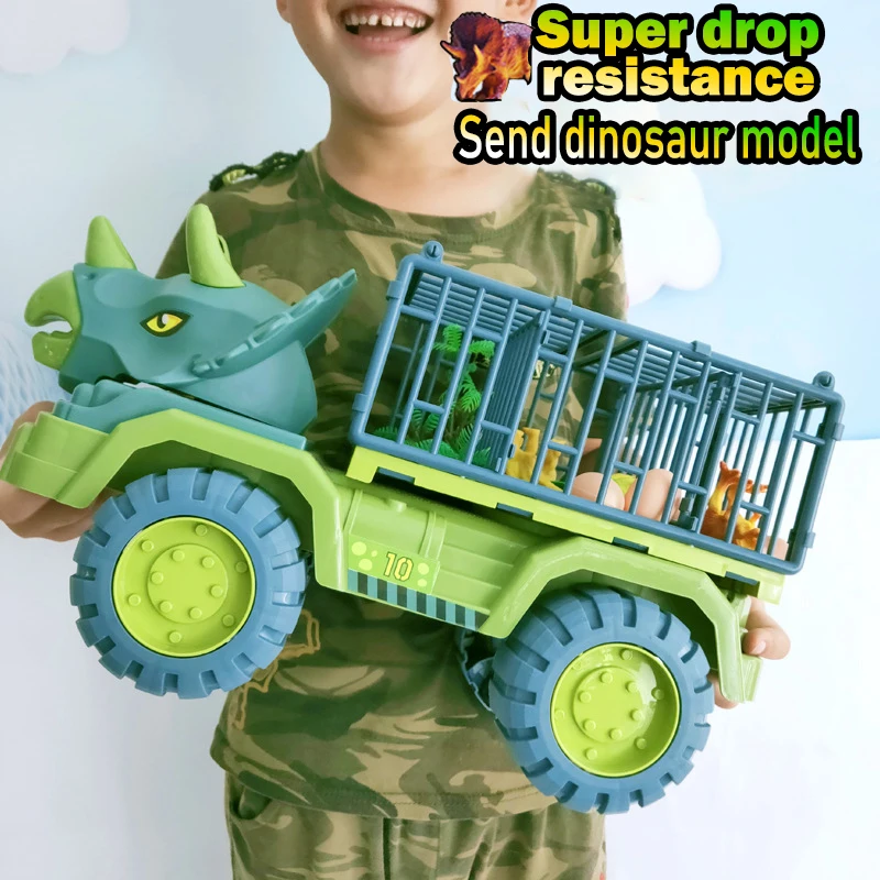 Car Toy Dinosaurs Transport Car Carrier Truck Toy Pull Back Vehicle Toy with Dinosaur Gift for Children dinosaur guns toy for boys foam guns game toy with led