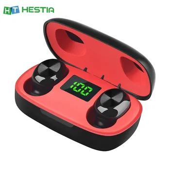 

TWS Bluetooth Earphone LED Display HiFi Sound Touch Control Wireless Earset Waterproof Siri Earbuds with 300mAh Charging Case