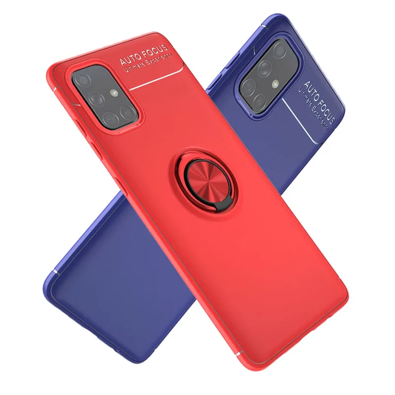 

For SamSung A71 Case Fashion Frosted non-slip Rotation Ring Magnetic Car bracket shockproof Phone Case For SamSung A71 A715 Case