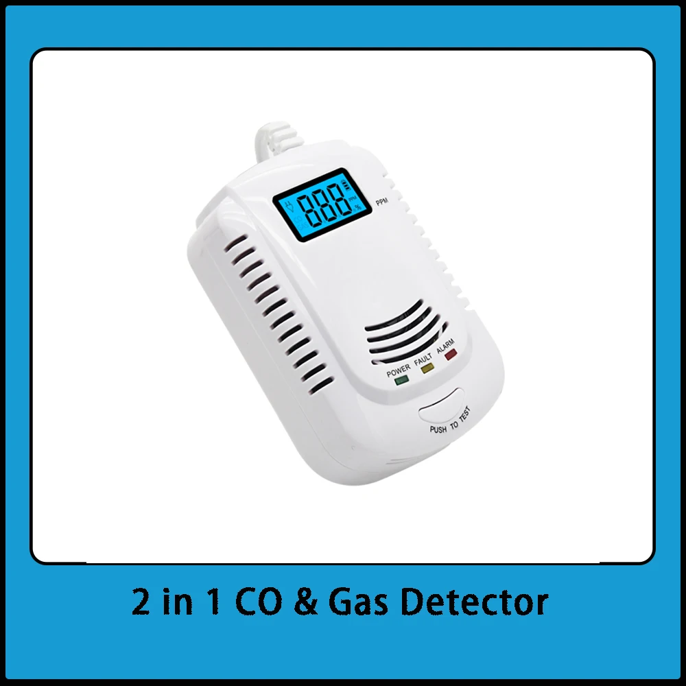 security panic button Gas Detector Leakage Sensor 2 in 1 LED Display CO Natural Gas Alarm System Compatible Electronic Valve with Two Power Supply Way burglar alarm keypad Alarms & Sensors