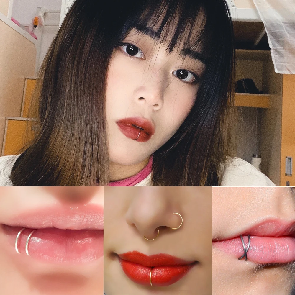 Nose Rings Piercing Jewelry Body Piercing Earrings Ear Piercing Jewelry Metal Jewelry Hoop Earrings Body Jewelry 1PC Surgical Steel Clip On Earrings Ear Helix Cartilage Conch Cuff Adjustable Size Non Pierce Lip Ring Fake