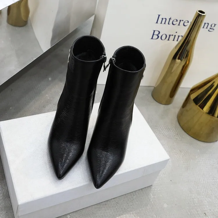 

Big Size 9 10 11 12 boots women shoes ankle boots for women ladies boots shoes woman winter Side zipper hydraulic drill point