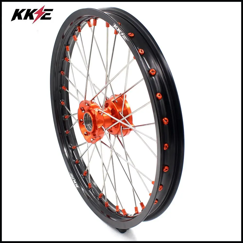 KKE большие спикированные Детские колеса диски набор для KTM85 SX 2003- колеса оранжевые ступицы оранжевый ниппель