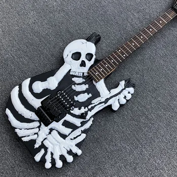 

2019 Factory Black Skull Electric Guitar,Top quality 6 strings Bones Electric guitarra,Free shipping