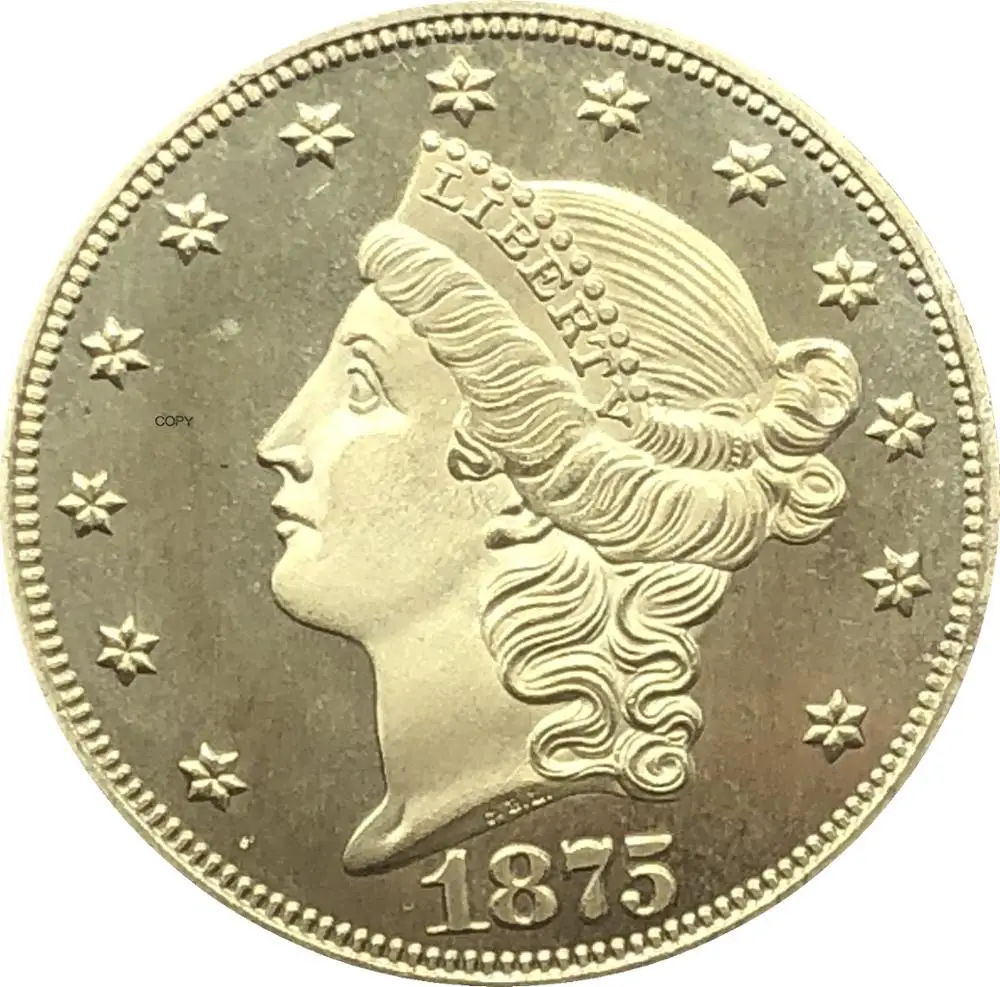 Голова свободы США двойной Орел 1875 куб. См девиз в 20 долларов честь бога мы