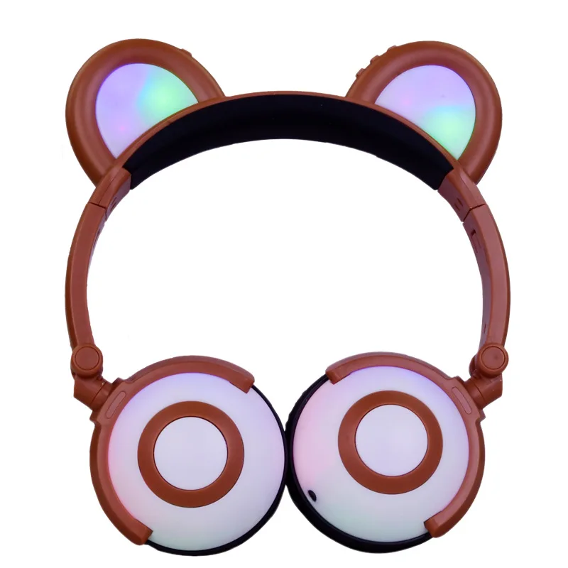 Kids Headphone For Children Boy Girls Music Foldable Support TF Card LED Light Glowing Cat Ear Cute Headset