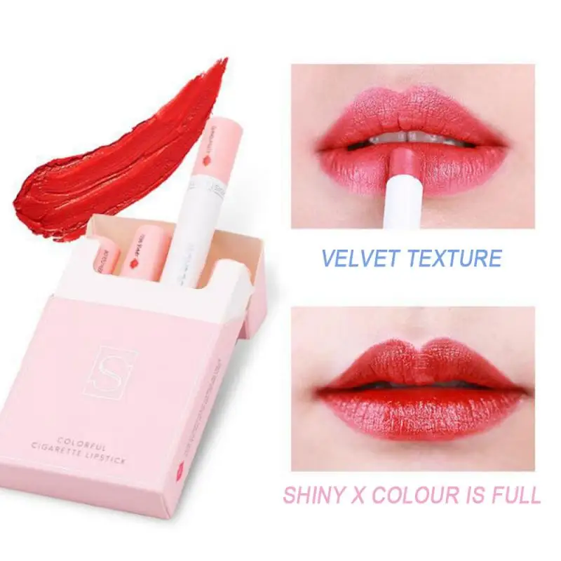 

4 Pcs/box Velvet Matte Long Lasting Cigarette Lipstick Waterproof Lipstick Fog Surface Non-Stick Cup Sexy Nude Lipstick TSLM1