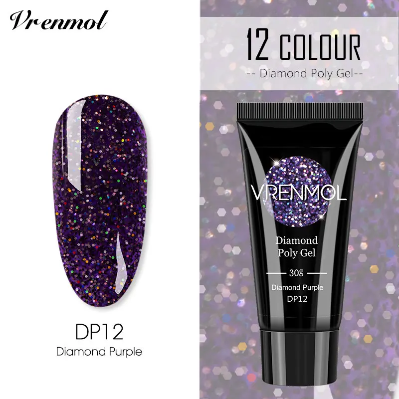30ml DP12 Vrenmol Блестящий Алмазный Ploy гель камуфляж наращивание ногтей УФ строительный гель для полировки гель лак утолщение решение дизайн ногтей - Цвет: 30ml DP12