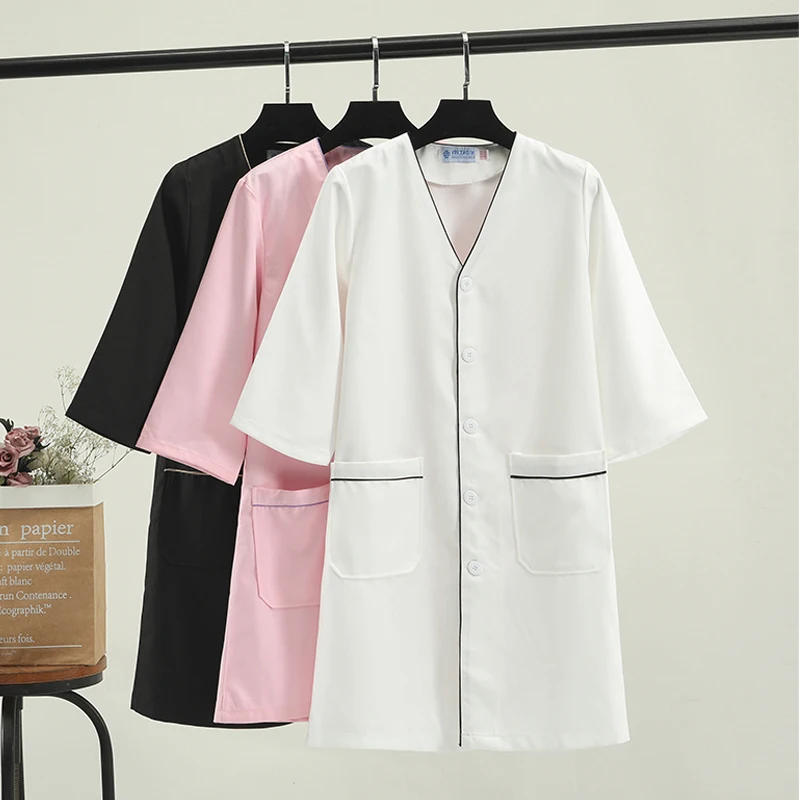 

Lab Coat Skin Management Medical Uniforms Beautician Dentist Jacket Mock Wrap Workwear Clothes Nursing Uniform Scrubs Women