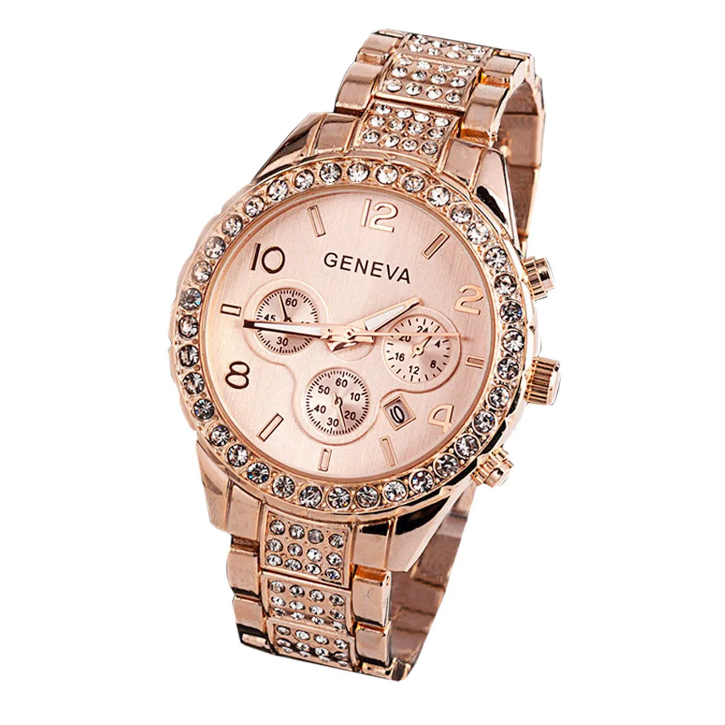 Изящные женские кварцевые наручные часы с циферблатом, роскошные деловые часы для влюбленных, элегантные женские нарядные часы Relogios Femininos#21 - Цвет: Rose Gold