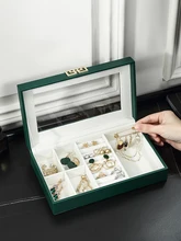  CASEGRACE Transparent Jewelry Box Organizer Luxury PU Leather Gift Case For Jewellery Display Earring Necklace Ring Storage Case 