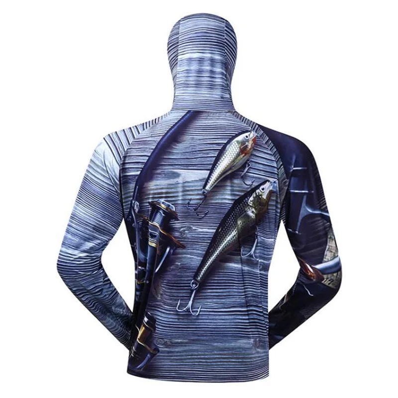Fly Fishing Clothes Fishing Shirt Breathable Quick Dry Fishing Jersey Anti-UV Sunscreen Sun Protection Clothes Professional Hoodie With Mask