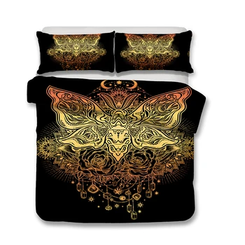 

Golden Butterfly Diamond Bohemia Bedding Set Bedroom Decor Hypoallergenic Black Backgroud Quilt Cover 1PC Duvet Cover Pillowcase