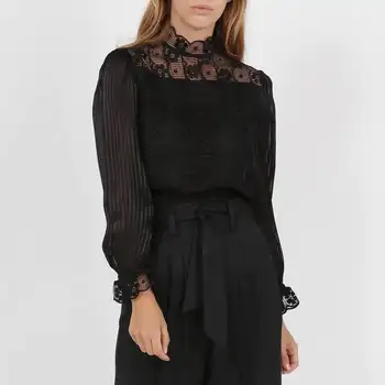 

2020 New Style In Autumn and Winter Grace Lotus Leaf Edge Crochet Flower Hollow Flower Embroidered Little High Neck Pullover S2