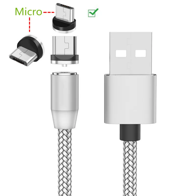 Магнитный Micro-usb кабель для зарядного устройства для samsung Galaxy A6 huawei P Smart Honor 10i Xiaomi Redmi 7A 4X usb ЗУ для мобильного телефона 5В 2A - Тип штекера: Only White 1M Cable