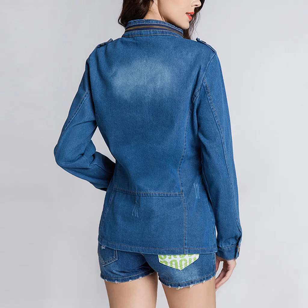 KANCOOLD, Женская длинная джинсовая куртка, весна-осень размера плюс 5XL, свободный длинный рукав, модные синие топы, Женская Повседневная Верхняя одежда для девочек
