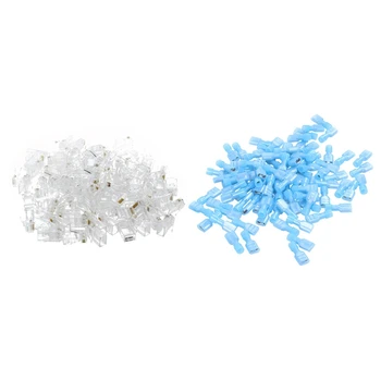 

100 Pcs Transparent Crimp Connector Plug & 100Pcs Female Fully Insulated Wire Crimp Terminal Wiring Spade