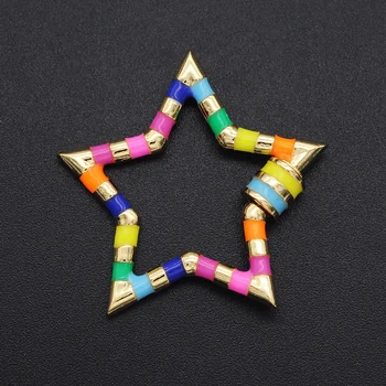 

2pcs/lot 30x33mm Enamel Star Spiral Lock Hook diy Jewelry Clasp Wholesale OEM Order Accept Trendy Style Clasps