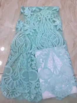 

5 yards African Lace Fabric Sequins Embroidery for Wedding Bridal Evening Dress Clothing 2019 New Arrival