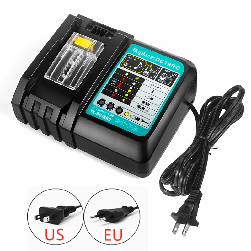 마키타 리튬 이온 충전식 배터리 충전기, DC18RC, 14.4V, 18V, Bl1830, Bl1430, Dc18Ra 전력, DC18Rct, 3A 충전