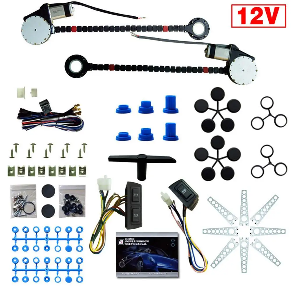 

Universal Electric Car Power Window Lift Regulator Conversion Kit for 2 Door Car Truck SUV Window Lifter Repair Kit