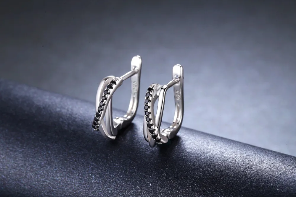 SODROV, настоящие 925 пробы, серебряные серьги-кольца для женщин, черная шпинель, серебро 925, ювелирные изделия I023