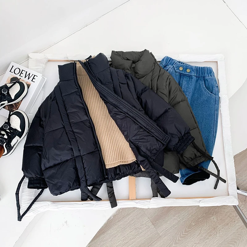 Children's Down Jacket Autumn Winter Fasdhion Solid Turtleneck Warm Boys Coat Lightweight All-match Kids Outerwear