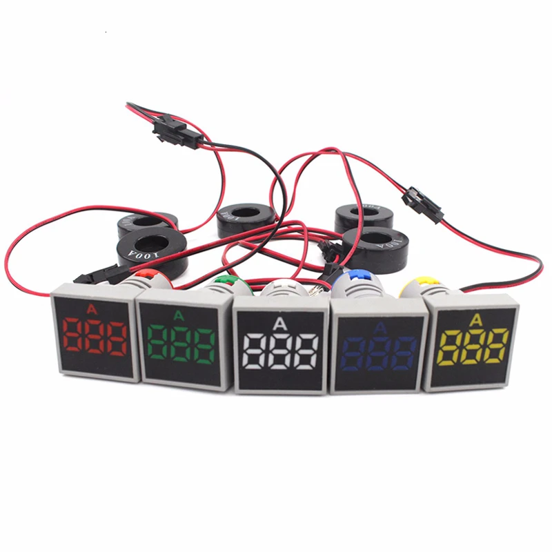 

22mm LED AC 1-100A Digital Display Ampere Square Panel Voltage Meter Gauge Indicator Signal Lamp Boat Warning Lights Voltmeter