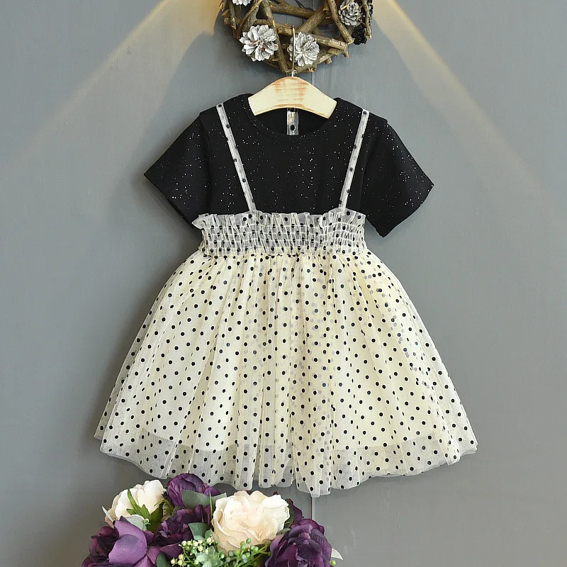 2 3 4 5 7 Years Baby Girl Dress Summer Cotton Little Girls Fashion Dots Princess Kids Clothing KF1041 | Детская одежда и обувь