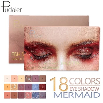 

Pudaier 18 Colors Eyeshadow Pallete Variety Mermaid Palette of Shadows Glitter Eyeshadow High Quality Waterproof of Matte Shadow