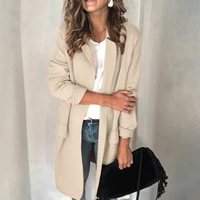 NIBESSER, одноцветное свободное офисное пальто Mujer, новинка, Осень-зима, женские куртки для офиса, женские костюмы, куртки, длинные пальто