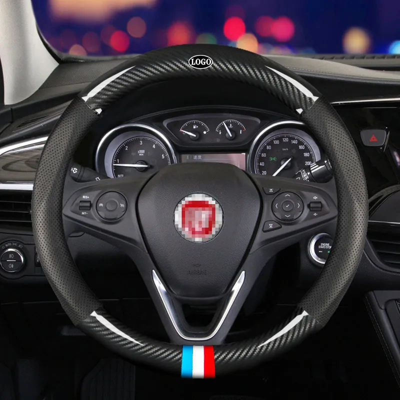 

Car Carbon Fiber Steering Wheel Cover 38cm for FIAT All Models Bravo Linea Freemont Ottimo Auto Interior Accessories Car styling