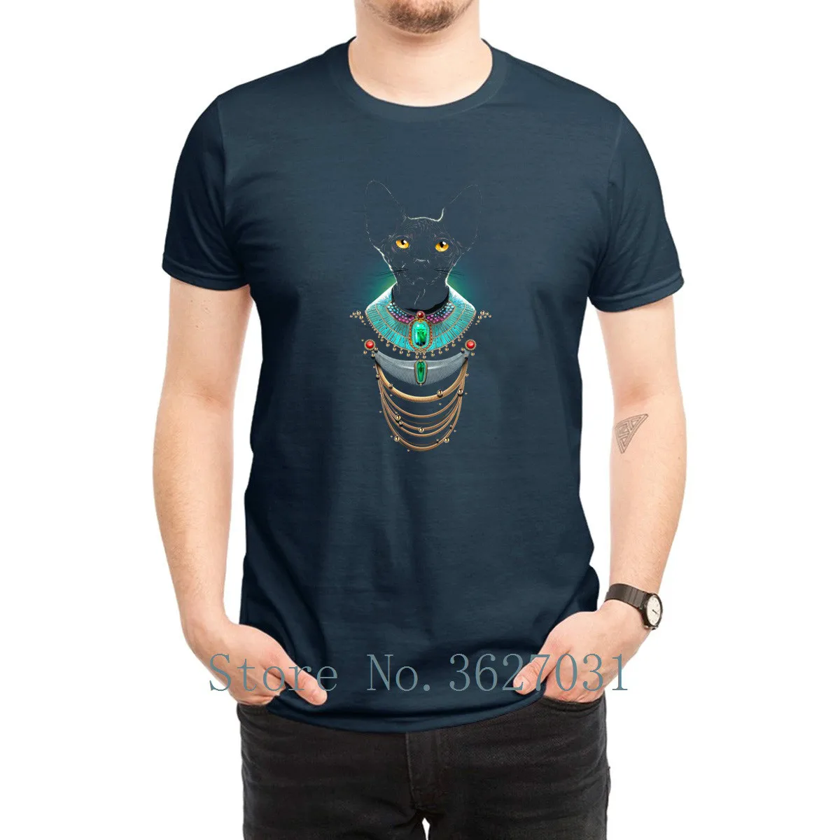 Designs Vintage T-Shirt Sphynx Cat Animaluxury Men's T Shirt Fitted Male Tee Basic Crew Neck Tshirt Man Top |