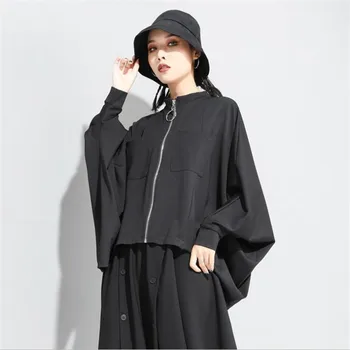 

Women's autumn new loose unlimited big size women's short coat bat shirt Jacket Coat Short front and long back