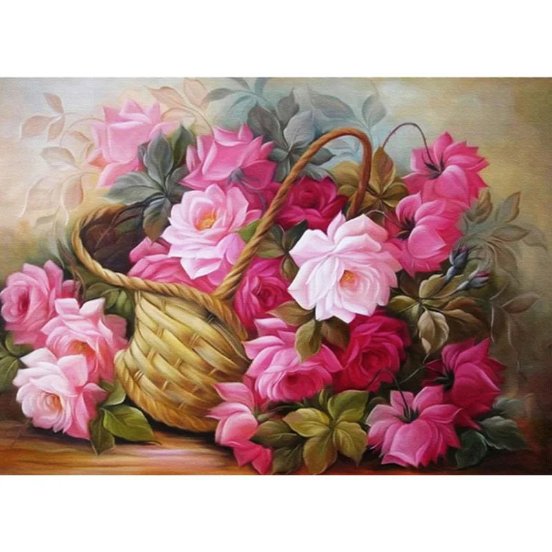 DIY розы 5D алмазная картина Цветочная корзина Вышивка крестом Алмазная вышивка