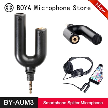 

BOYA BY-AUM3 Plug-in 3.5mm Microphone Headset Splitter Adapter for iPhone HUAWEI XIAOMI REDMI OPPO VIVO Android Smartphone Mic