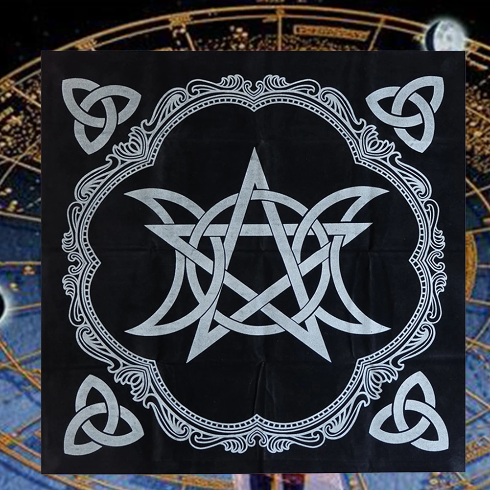 49 Cm Cover Accessories Astrology Mysterious Prints Triple Tarot Tablecloth Pagan Altar Anti-fouling Pentagram Board Game - Цвет: A