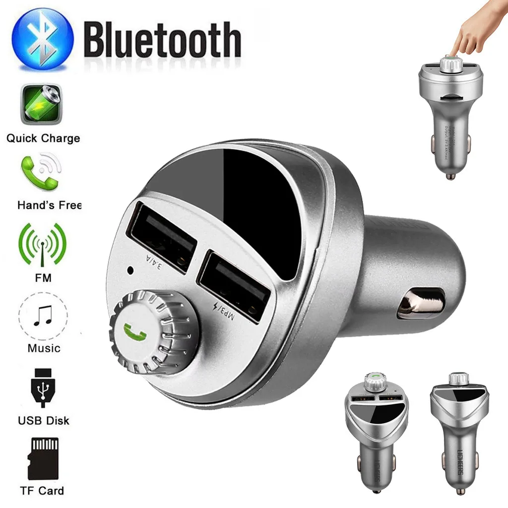 

CARPRIE Car Charger for iPhone Mobile Phone HandSfree FM Transmitter Bluetooth Car Kit LCD MP3 Player Dual USB Car Phone Charger