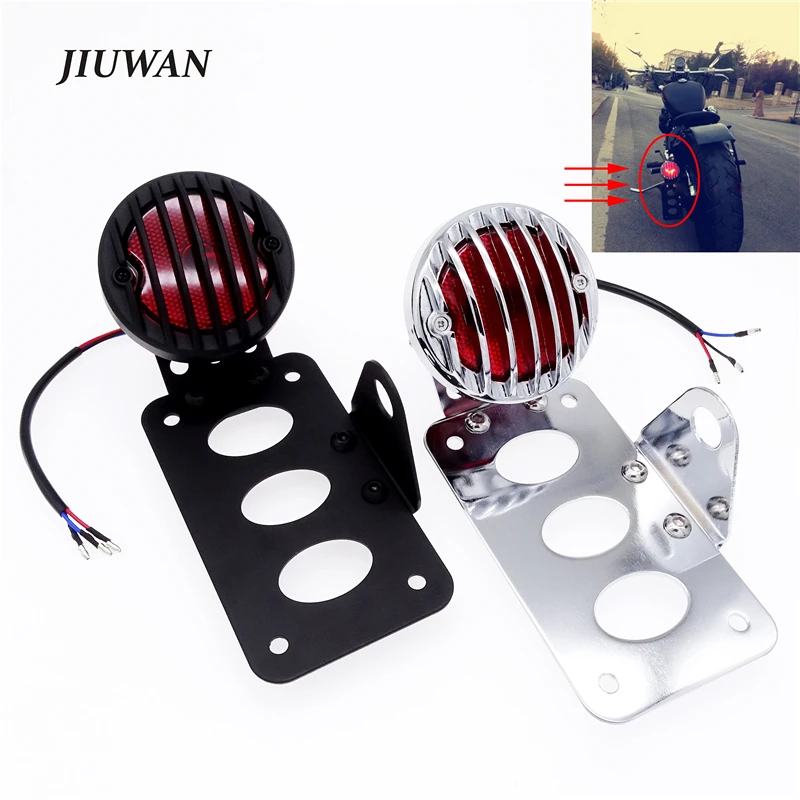 

Universal Black/Silver Motorcycle Side Mount Tail Light Rear Stop Light With License Number Plate Bracket Holder For Harley BMW