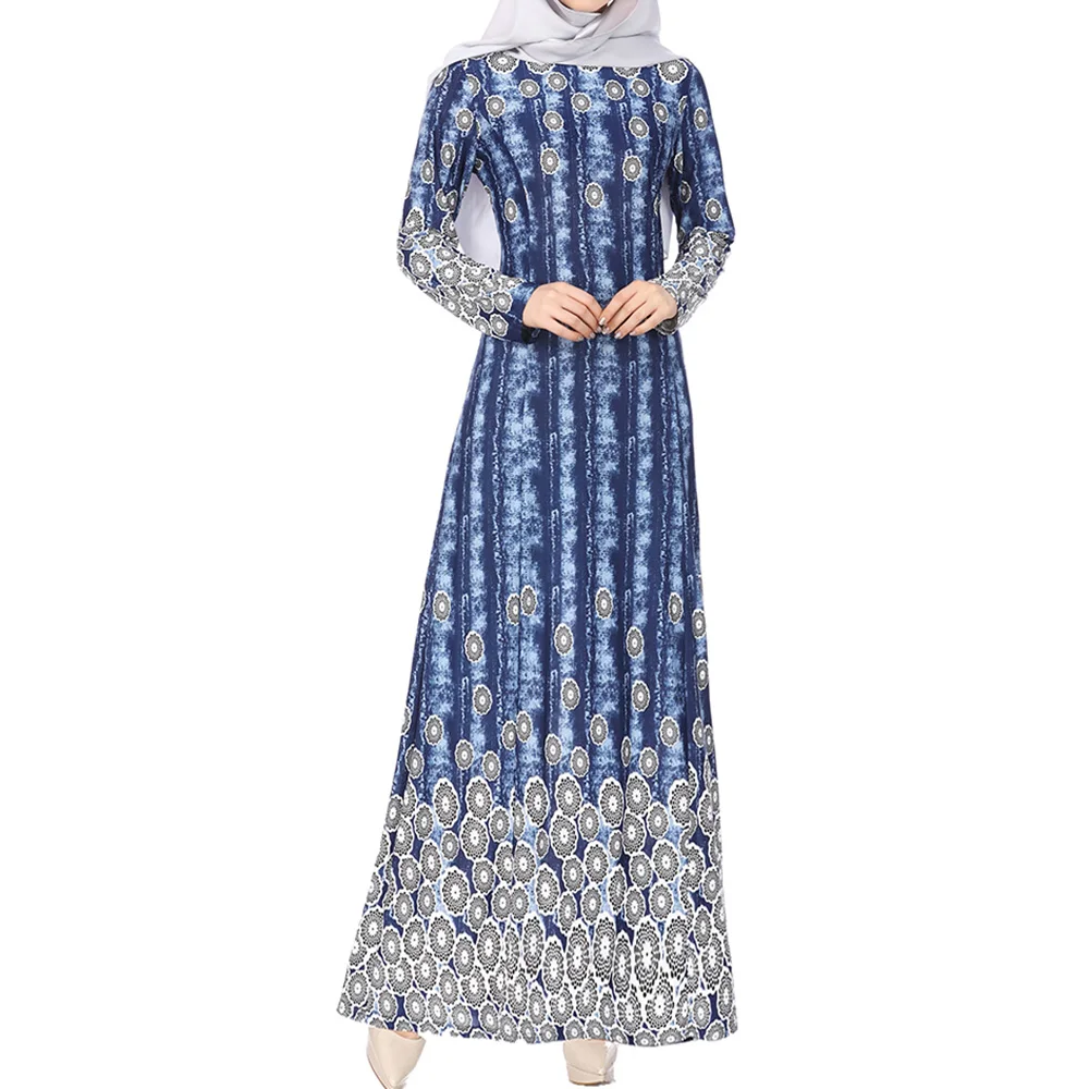 Abaya Jilbab Muslim Maxi Dress Dots Print Plus Size Kaftan Long Dress Vintage Fashion Islamic Clothings Ankle-Length Long Robe