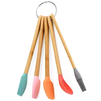 

Silicone Spatula Set of 5-Baking Spatulas with Bamboo Handles - Heat Resistant, Non-Stick and BPA-Free Kitchen Utensil