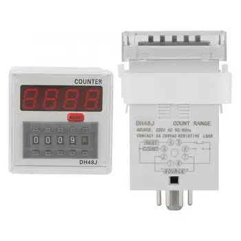 

DH48J 220VAC Digital Counter Relay LED Display 1-999900 8-Pin.