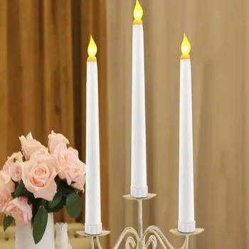 

Flameless Yellow Flickering Battery Taper Candles with Bullet Black Wick LED Christmas Candles For Window