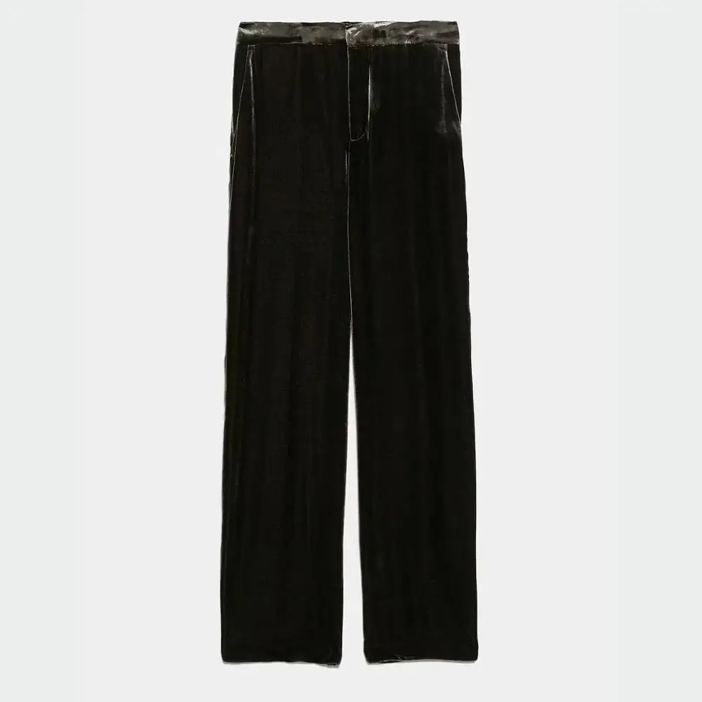 pants ZA женские повседневные Костюмы Блейзер-набор бархатный карман полный рукав Топ и свободные брюки стильные офисные женские пальто женские костюмы - Цвет: pants